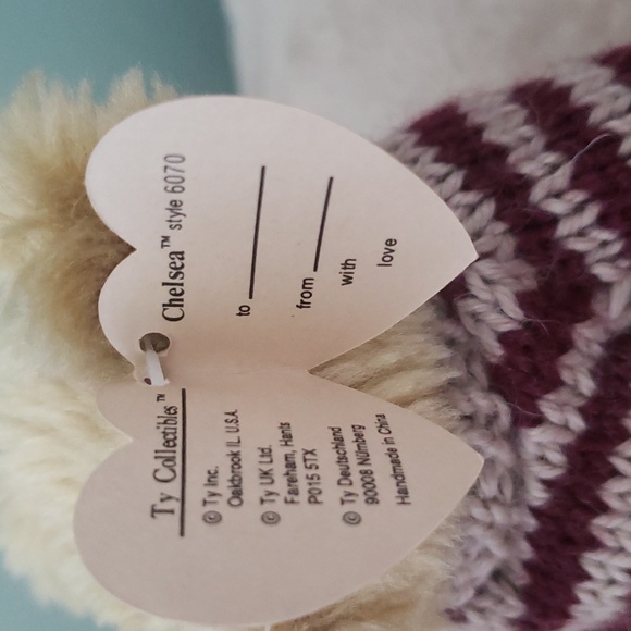 Chelsea, 9" Ty Attic Treasure Teddy Bear 🧸 Red/Beige Striped Sweater, NWT - Picture 4 of 11